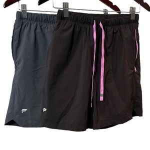 Duo Performance: Fabletics Lined Short Set - Black w/ Accents, Blue, Size Small